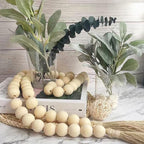 OMISHE 60" Long Extra Large Wood Bead Garland with 1.6" Diameter Wooden Beads and Tassels, Rustic Farmhouse Country Decorative Beads for Home Decor Tiered Tray Decor, Natural Beige