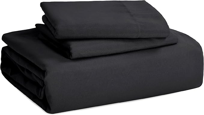 Bedsure Black Duvet Cover Twin/Twin XL Size - 2 Pieces Prewashed Cotton-Like Extra Soft Bedding Set, Includes 1 Twin Duvet Cover 68x90 Inches with Zipper Closure & 1 Pillow Sham, No Comforter