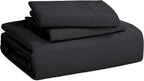 Bedsure Black Duvet Cover Twin/Twin XL Size - 2 Pieces Prewashed Cotton-Like Extra Soft Bedding Set, Includes 1 Twin Duvet Cover 68x90 Inches with Zipper Closure & 1 Pillow Sham, No Comforter