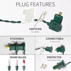 100LIGHTS WARM WHITE Extra-Bright With End Connectors Christmas Decorative Lights 5.98m UL Certified Mini String Light Set Waterproof for Home Garden Holiday Christmas Tree Party Patio Wedding
