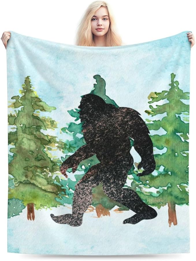 HGOD DESIGNS Sasquatch Watercolor Flannel Fleece Bed Blanket Throw Blanket Lightweight Cozy Plush Blanket for Bedroom Living Rooms Sofa Couch 40"x50"