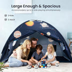 Tiny Land Space Galaxy Bed Tent for Kids – Sleep Bed Canopy with 9 Planets Design, Easy-to-Install Indoor Kids Play Tent, Imaginative Playhouse, Ideal Gift for Boys & Girls – 77" x 40" x 46"