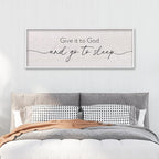 LuZhiQiang Give It To God And Go To Sleep Sign Above Over Bed Wall Decor Art 40"X15" for Master Bedroom Large Wood Framed Hanging (White)