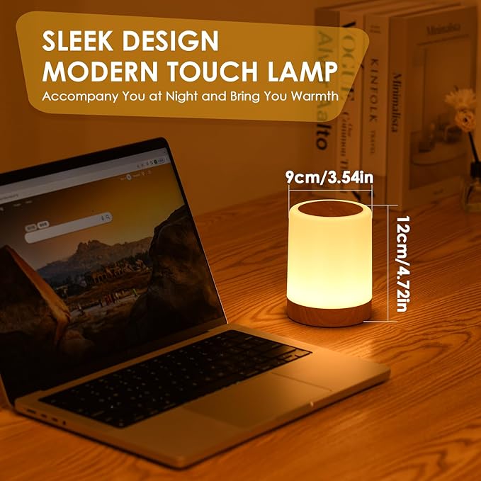 Auxmir Night Light for Kids Baby, Dimmable Touch Lamp for Nursery, 11 RGB Colors 5 Brightness, Portable Rechargeable Bedside Table Lamp for Nightstand, Kids Night Light for Bedroom Living Room