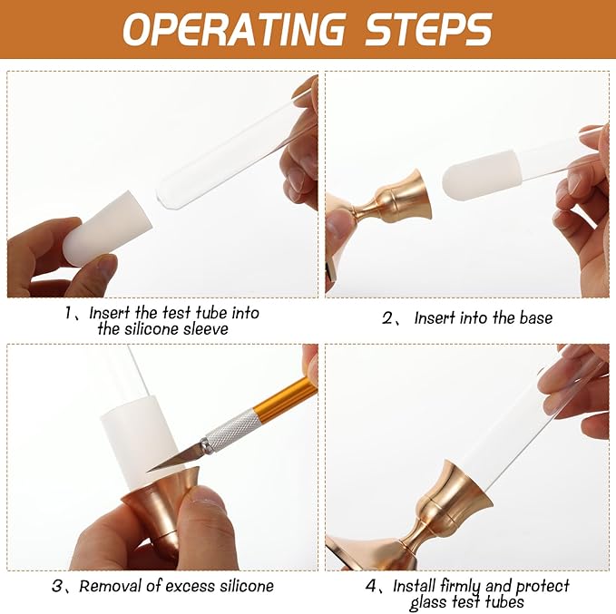 8 Pack 7.9" Glass Bud Vase Taper Base Vase for Candlesticks Candle Holder's Base Vase for Flower Candlestick Sizes from 22mm to 27mm