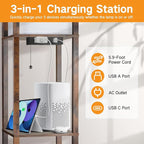 OUTON Floor Lamp with Shelves, Dimmable Shelf Floor Lamp with Remote, 1USB & 1 Type C Ports, 1 Power Outlet, Modern Standing Lamp with 4 Color Temperature for Living Room, Bedroom, Vintage