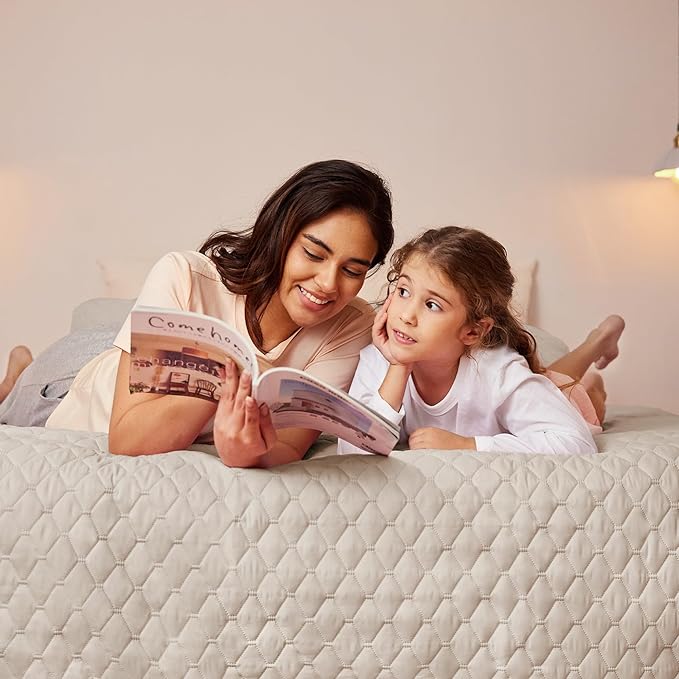 Exclusivo Mezcla Reversible Twin Quilt Bedding Set with Pillow Sham, Lightweight Quilts Twin Size, Soft Bedspreads Bed Coverlets for All Seasons - (Brich Beige, 68"x88")