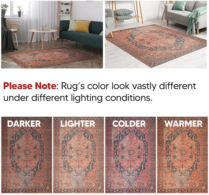 Keen Home Design 2x3 Rug - Machine Washable Entry Rug with Non-Slip Backing, Ideal for Enteryway, Kitchen, Bathroom, Laundry Room - Vintage, Easy Clean, Durable, Low Pile Rug - (2' x 3')