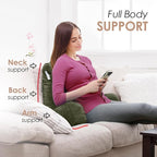 Nestl Reading Pillow for Kids, Small Bed Pillow, Back Pillow for Sitting in Bed, Memory Foam Chair Pillow, Reading & Bed Rest Pillows, Olive Green Back Pillow for Bed, Arm Pillow with Pockets