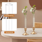 8 Pack 7.9" Glass Bud Vase Taper Base Vase for Candlesticks Candle Holder's Base Vase for Flower Candlestick Sizes from 22mm to 27mm