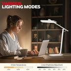 Honeywell Desk Lamp for Home Office, H4 Sunturalux™ Eye-Caring LED Desk Light, 700LM Dimmable Desk Lamp with Timer, Adjustable Desk Reading Light, Touch Auto Dimming Table Lamp for Study, Bedroom