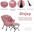 Cozy Lazy Chair and Ottoman, Large Contemporary Accent Lounge Chair Set, Leisure Upholstered Reading Armchair for Bedroom, Living Room, Dorm Rooms, Office