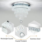 16“ Crystal Chandeliers Round Modern LED Chandelier Light Flush Mount Ceiling Light Fixtures with Remote Control for Bedroom Living Room Dining Room (dimmable)