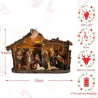 Taman Nativity Set with LED Light - Resin Figurines Tabletop Nativity Scenes Xmas Gifts Collectibles for Christmas Holiday Decorations