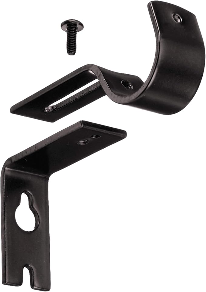 Amazon Basics Adjustable Curtain Rod Wall Bracket Hooks, Set of 2, Dark Bronze (Espresso)