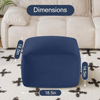 MeMoreCool Square Stuffed Pouf Ottoman Foot Rest, Floor Pouf Foot Stool with Foam Chunk Filling, Soft Stuffed Ottoman Footrest for Living Room, Navy