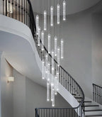 20-Lights Chandelier LED Dimmable Chandeliers for Entryway Flush Mount Ceiling Pendant Light Fixture Crystal Chandeliers for Living Room Chrome Finished Lighting Modern 156in High Ceiling Chandelier