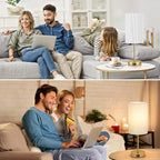 AKASUKI 18Inch Table Lamp with Dual Charging Station, 3 Way Dimmable Touch Lamp for Bedroom, Living Room, Office(LED