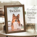 9x12 Frame 3 Pack - Brown Woodgrain, 9 x 12 Picture Frame for Photos, HD Tempered Glass, Tabletop or Wall Display