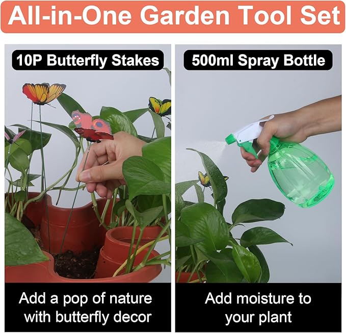 Vertical Planter, 5 Tier Stackable Strawberry Planter with Garden Tool Set, Movable Indoor/Outdoor Garden Herb Pot for Growing Vegetables and Succulents, Red