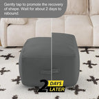 MeMoreCool Square Stuffed Pouf Ottoman Foot Rest, Floor Pouf Foot Stool with Foam Chunk Filling, Soft Stuffed Ottoman Footrest for Living Room, Dark Grey