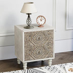 HOMPUS 2-Drawer Farmhouse Nightstand, Fully Assembled Boho Night Stand, Vintage Accent End Table Bedside Table, Small Nightstand Organizer for Bedroom, Laundry, Distress White