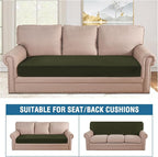 H.VERSAILTEX Velvet Stretch Individual Couch Cushion Cover Plush Cushion Slipcover for Loveseat Sofa Cushion Furniture Protector Seat Cushion Sofa Cover (1 Piece Sofa Cushion Cover, Olive)