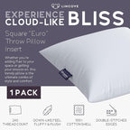 Lincove Euro Throw Pillow Insert Square 24"x24" Pillow – Made in Canada, 100% Cotton Shell, Down Alternative Filling, Vegan-Friendly, Hypoallergenic - Decorative Couch Pillows, 1 Pack
