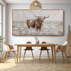 Farmhouse Highland Cow Wall Decor on Canvas with Framed Large Landscape Brown Artwork for Bedroom Living Room Office Decor 29x58 Inch