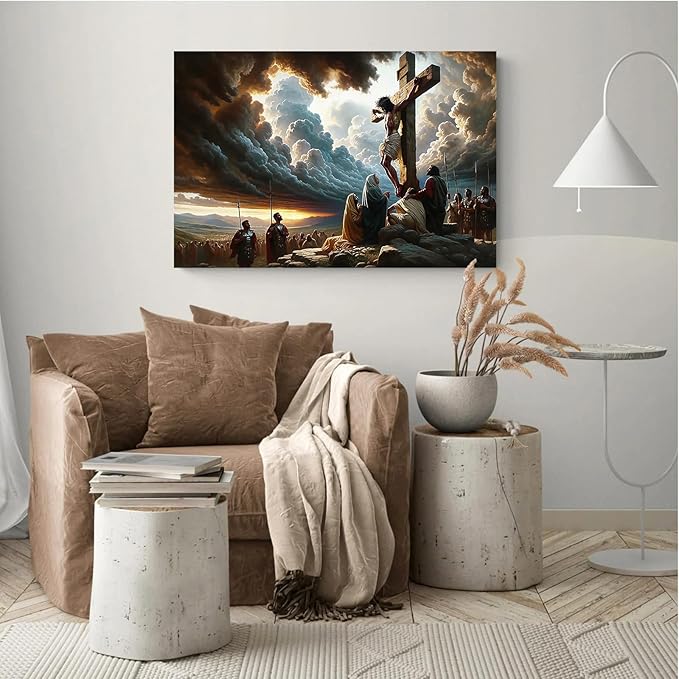 XWNLTEPK Christian Art Crucifixion Print Jesus on the Cross Art Wall Jesus Picture Modern Home Decor Canvas Wall Art Poster