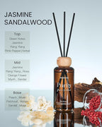 M&SENSE Jasmine Sandalwood Reed Diffuser: 6.3 fl oz Non-Toxic Aroma Set with Sticks, Light & Subtle Fragrance, Long-Lasting Natural Essential Oil Gifts for Bedroom, Shelf Decor & Small Spaces