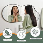 Suidia Irregular Wall Mirror, 40"x26" Bathroom Mirror Asymmetrical Mirrors Artistic Mirrors Decorative for Living Room Bedroom Bathroom Hallway Entryway, Black, Cloud Style