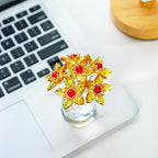 Yellow Glass Flower Bouquet Collectible Figurines Crystal Flower Ornament Wedding Anniversary for Women Wife