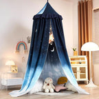 Kertnic Decor Canopy for Kids Bed, Soft Smooth Playing Tent Canopy Girls Room Decoration Princess Castle, Dreamy Mosquito Net Bedding, Children Reading Nook Canopies in Home (Night Sky-Ruffle)
