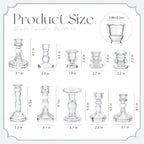 Mumufy 10 Pcs Glass Crystal Taper Candle Holders Clear Glass Candlestick Holder Fit 0.8 Inch Candles Crystal Decorative Candle Stand Centerpiece Table Wedding Dining Party (Classic,Clear)