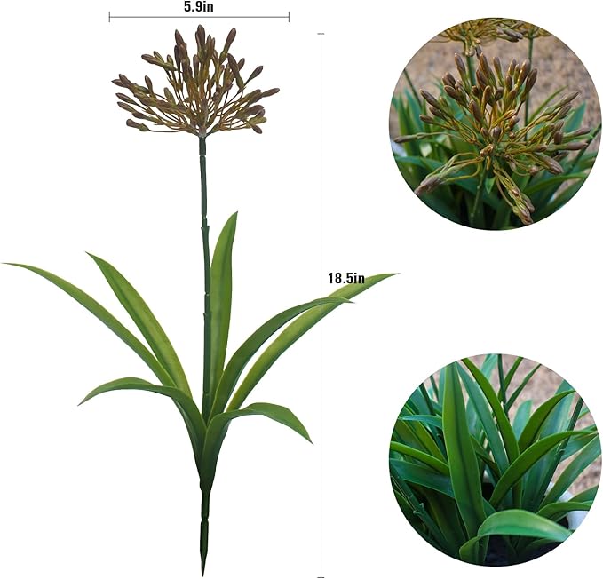 Faux Plants Outdoor 8 Bundles Artificial Flowers Stems 18.9 in Large Fake Greenery Realistic for Home Garden Planters Front Door Decor Outside