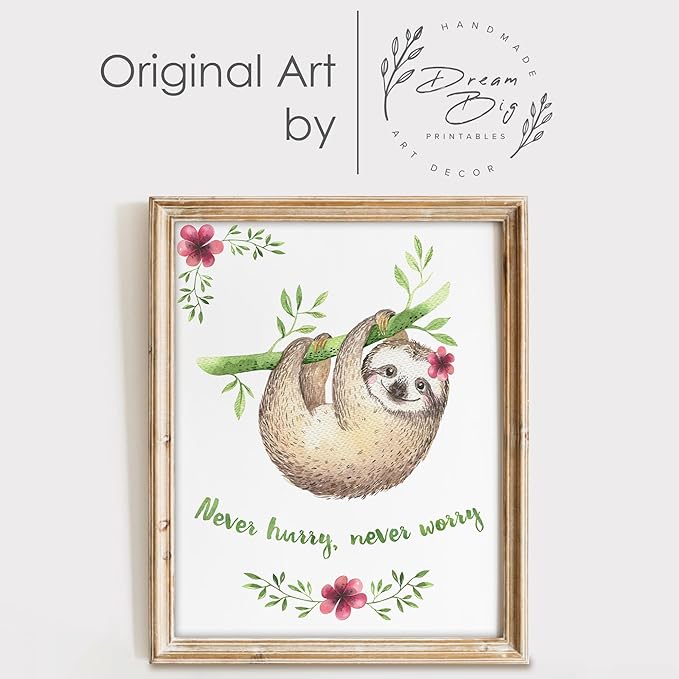 Sloth Art Prints (Set of 3) - Unframed - 11x14s | Delightful and Adorable Decor for Any Space | Living Room Decor | Bedroom Decor | Classroom Decor | Bedroom Wall Art | Modern Wall Art