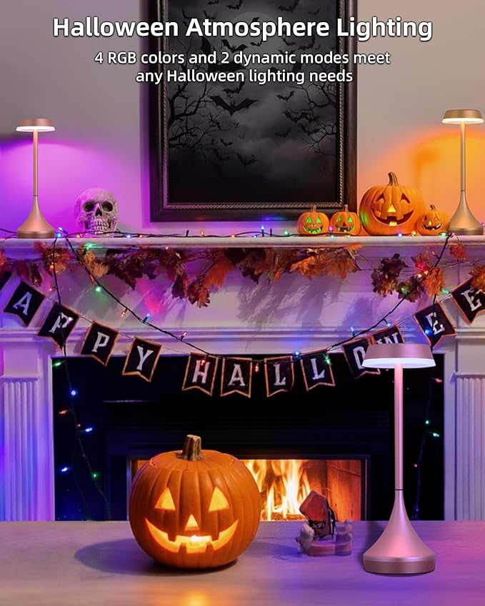 EZVALO Set of 2 Cordless Table Lamps, Rechargeable 6000mAh Battery Operated Lamp,3 Color & RGB Color Changing Stepless Dimming Outdoor Table Lamp for Dinner/Patio/Living Room/Restaurant/Bar