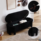 Modern Upholstered Storage Bench, Sherpa Fabric 50" Long Entryway Bench with Storage and Seating, Comfy Cute Ottoman Bench for Living Room/End of Bed/Hallway, Black