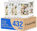 TWING 432 Pack (1 Box) Acrylic Fridge Magnet Frames, Double Sided Photo Refrigerator Magnetic Photo Frame for Fujifilm Instax Mini, Clear Picture Display Frame, Polaroid Photos Holder 2.4 x 3.5 in
