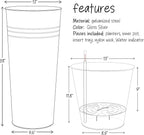 KOL 28'' Tall Galvanized Steel Planter Pot - Flower Pot with Water Level Indicator for Plants - 2-Pack Self Watering Planters - Round Silver Powder Metal Planter Box - Indoor Outdoor Grande Plant