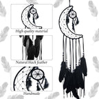 3PCS/LOT Star Moon Sun Shape Dream Catcher Home Decoration, and Baby Kids Room Accessory - Dream Catcher with Feather Decoration - Unique Home Craft Wall Pendant (Black)