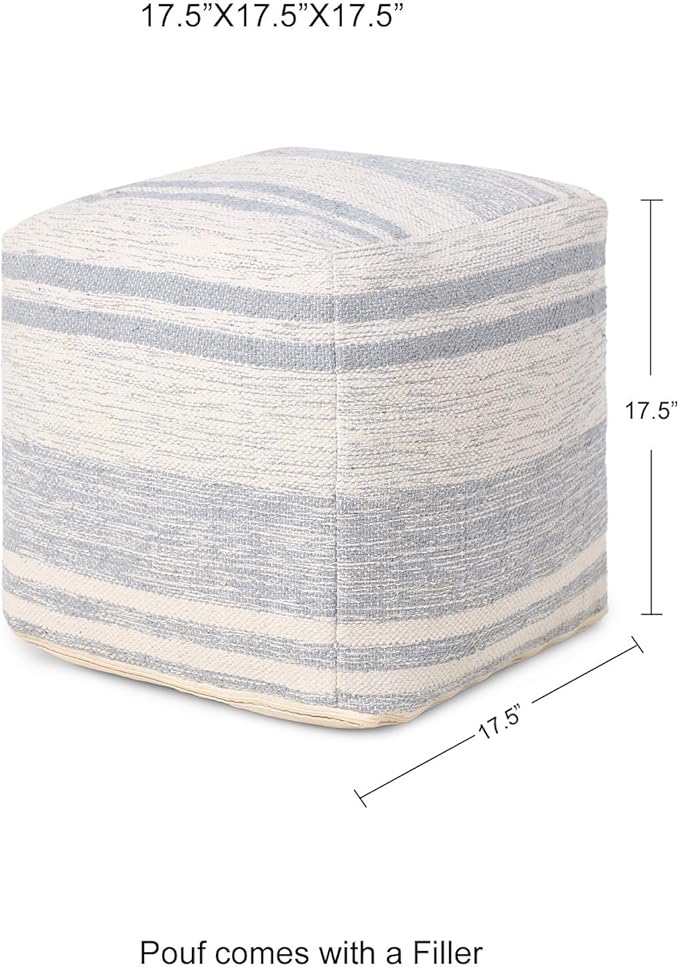 REDEARTH · Tufted Pouf Ottoman with Filler Textured Storage Cube Bean Bag Pouffe Footrest for Living Room, Bedroom, Nursery, Kidsroom; 100% Cotton (17.5"X17.5"X17.5", Melange Delight Gray)