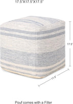 REDEARTH · Tufted Pouf Ottoman with Filler Textured Storage Cube Bean Bag Pouffe Footrest for Living Room, Bedroom, Nursery, Kidsroom; 100% Cotton (17.5"X17.5"X17.5", Melange Delight Gray)
