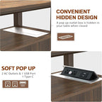 HIFYOBRO Narrow End Table with Flip Top Charging Station and 2 Drawers, Type-C & USB Port & Power outlets, Wooden Storage Cabinet, Side Table with Storage for Living Room and Bedroom
