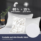 puredown® Soft Bed Pillows for Sleeping, Goose Feather Down Pillows Hotel Collection Standard Size of 2, Geometric Pattern Embossing Pillows for Back Stomach Side Sleepers (20 x 26, 2 Pack)