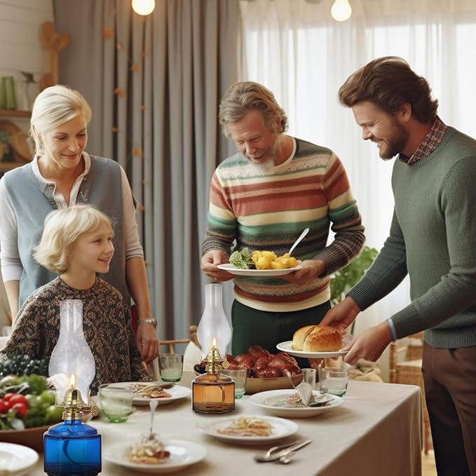 2 Pack Rustic Oil Lamp Large Vintage Glass Kerosene Lamp Chamber Oil Lamps for Indoor Use Home Decor Classic Old Hurricane Oil Lamp for Emergency Lighting 12.5''