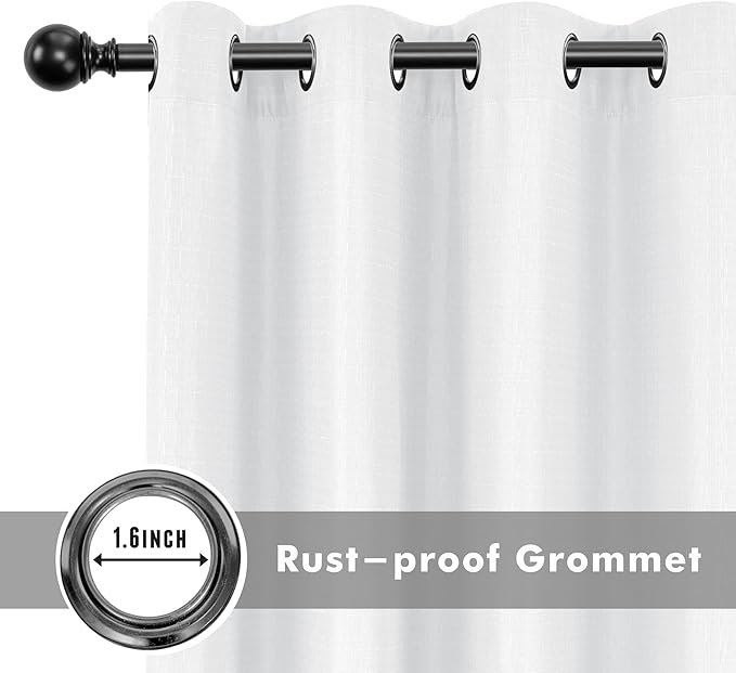 HolidayIdeas 4 Panels Linen Outdoor Curtains for Patio Waterproof White Curtain Panels 95 Inch Length-Wide Weatherproof, Privacy, Outside Curtains for Pergola, Porch, Gazebo-110 Wide x 95" Long