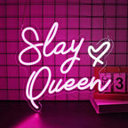 Slay Queen Neon Sign, Neon Signs for Wall Decor Neon LED Signs Room Neon Light Up Signs Home Decor for Bedroom Club Party Bar Shop USB Operated
