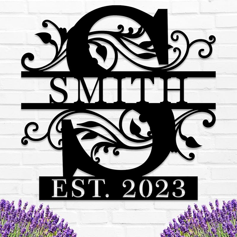 Custom Metal Name Sign | Personalized Metal Signs | Split Letter Monogram Wall Decor | Last Name Sign | Family Name Sign | Anniversary Wedding Gift | Outdoor Metal Art | Housewarming Gift